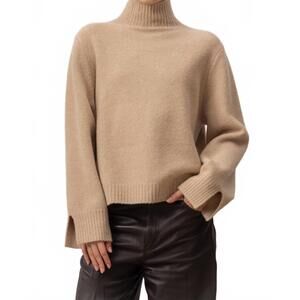 NEW ALLUDE pull over mock neck sweater in marbel mel